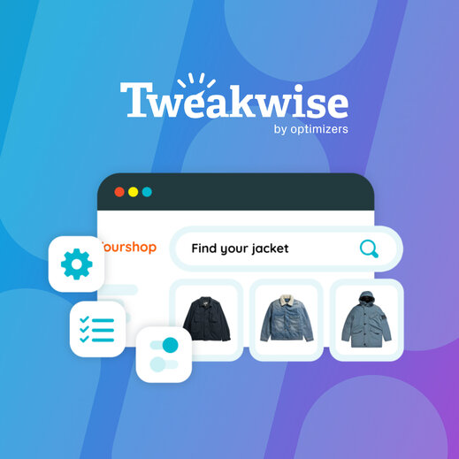 Tweakwise logo en illustratie van webshop