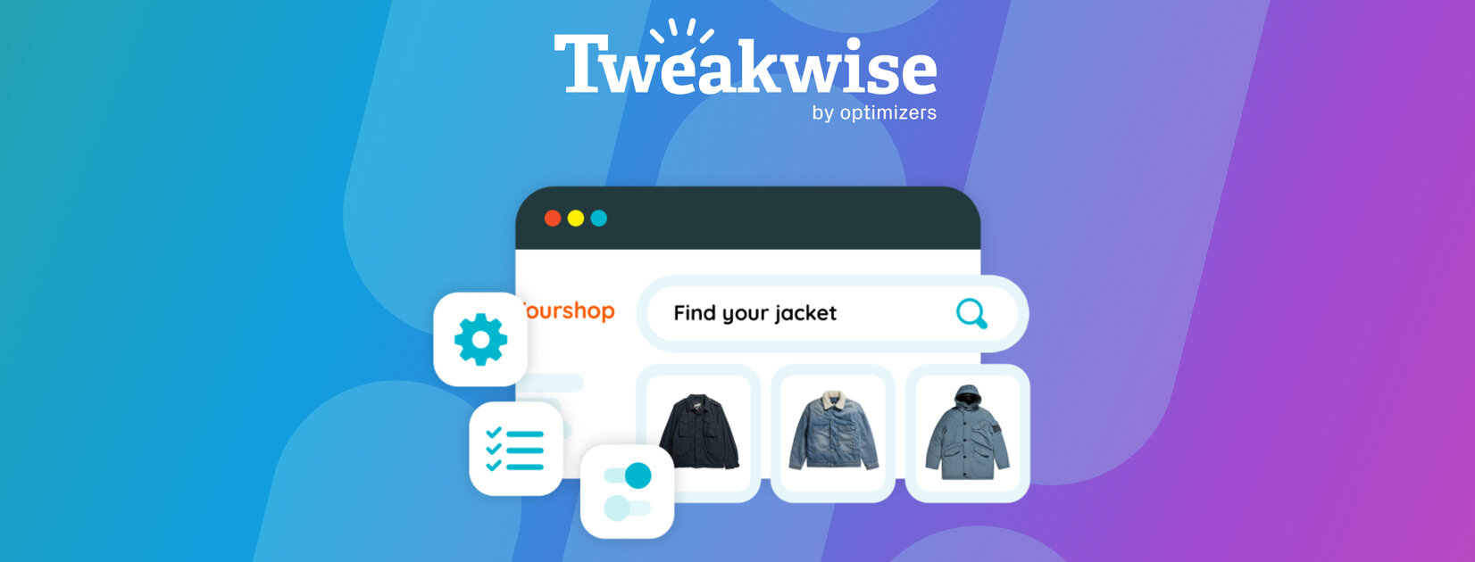 Tweakwise logo en illustratie van webshop